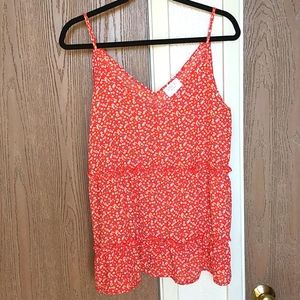 Women's red floral strappy blouse, size L